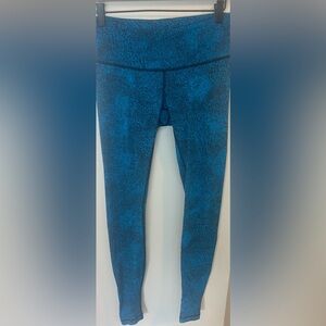 Lululemon Wunder Under Legging Luon Spray Jacquard Shocking Blue Black Size 8